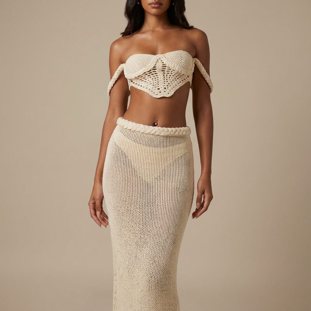 Women's Crochet Summer Dress | Set