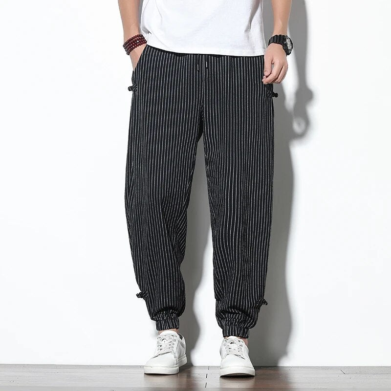 Men's Striped Baggy Trousers | Summer
