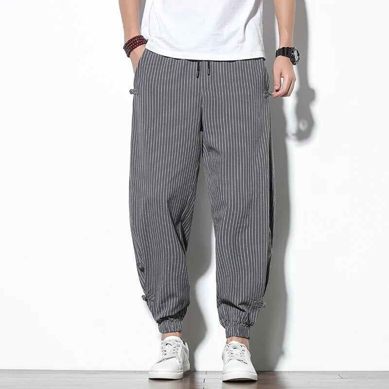 Men's Striped Baggy Trousers | Summer