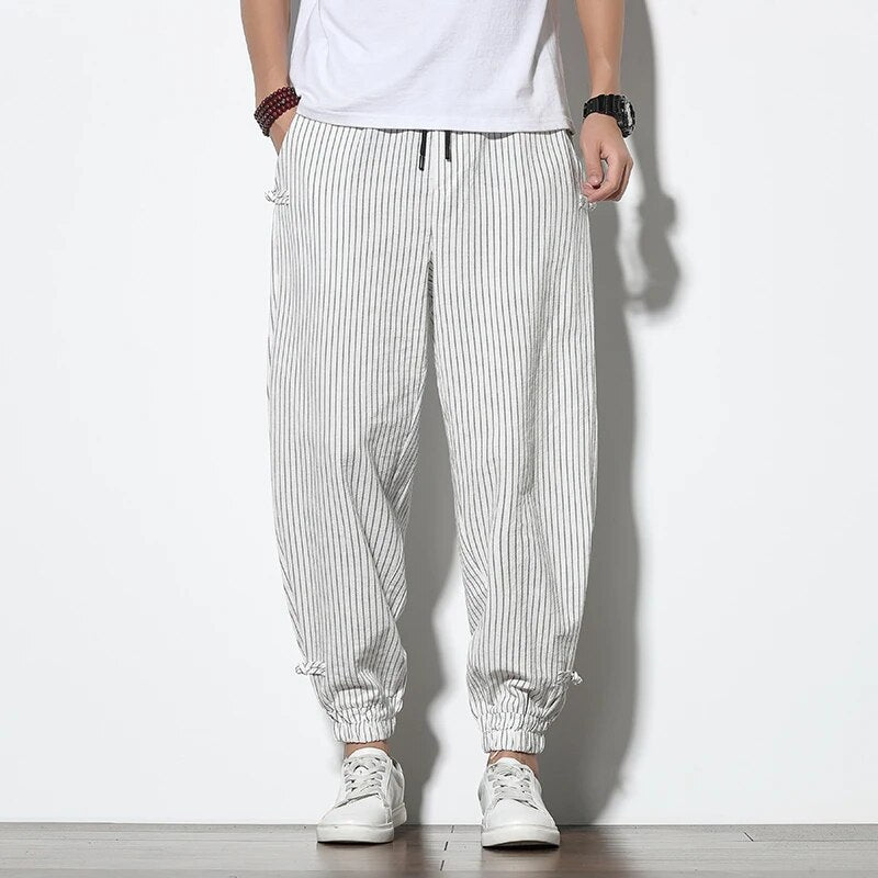 Men's Striped Baggy Trousers | Summer