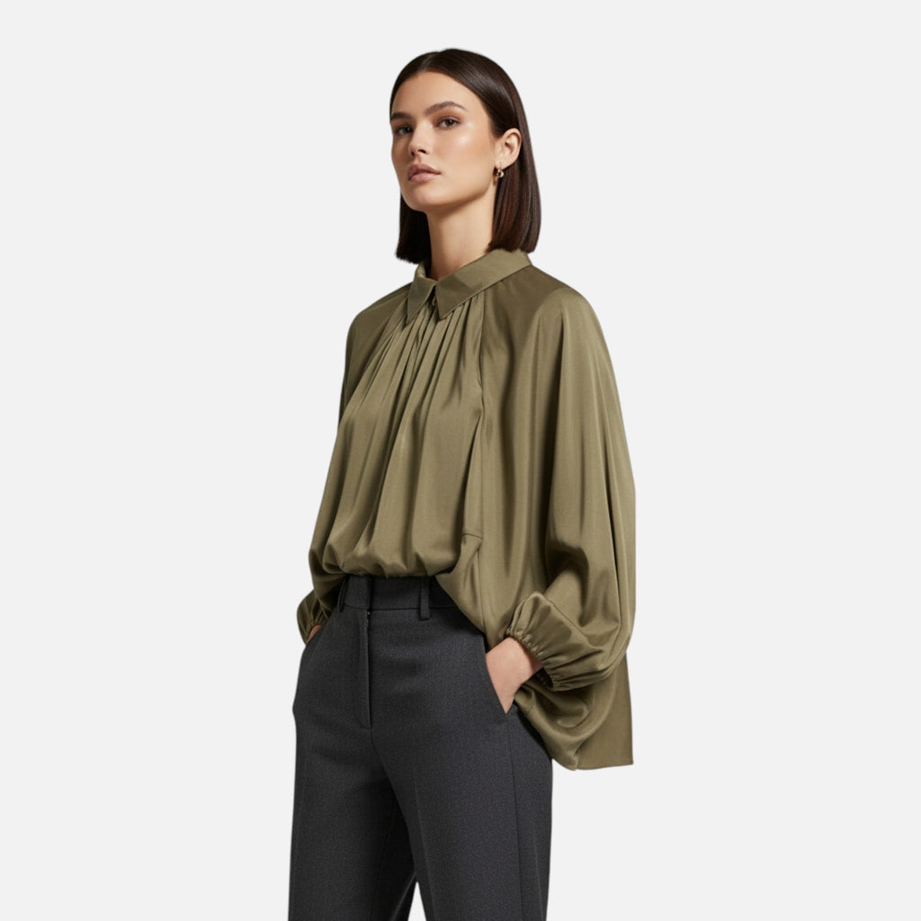 Women’s Pleated Lapel Blouse | Collar