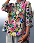 Women's Relaxed Fit Floral Blouse | Long Sleeve