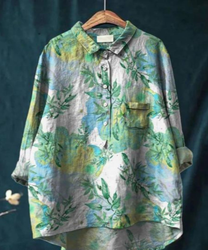 Women's Relaxed Fit Floral Blouse | Long Sleeve