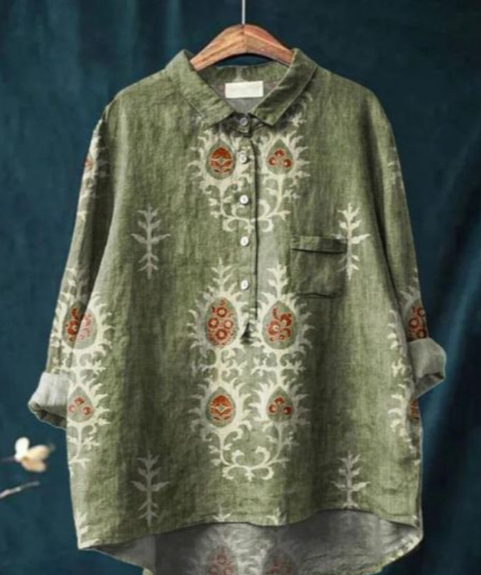 Women's Relaxed Fit Floral Blouse | Long Sleeve