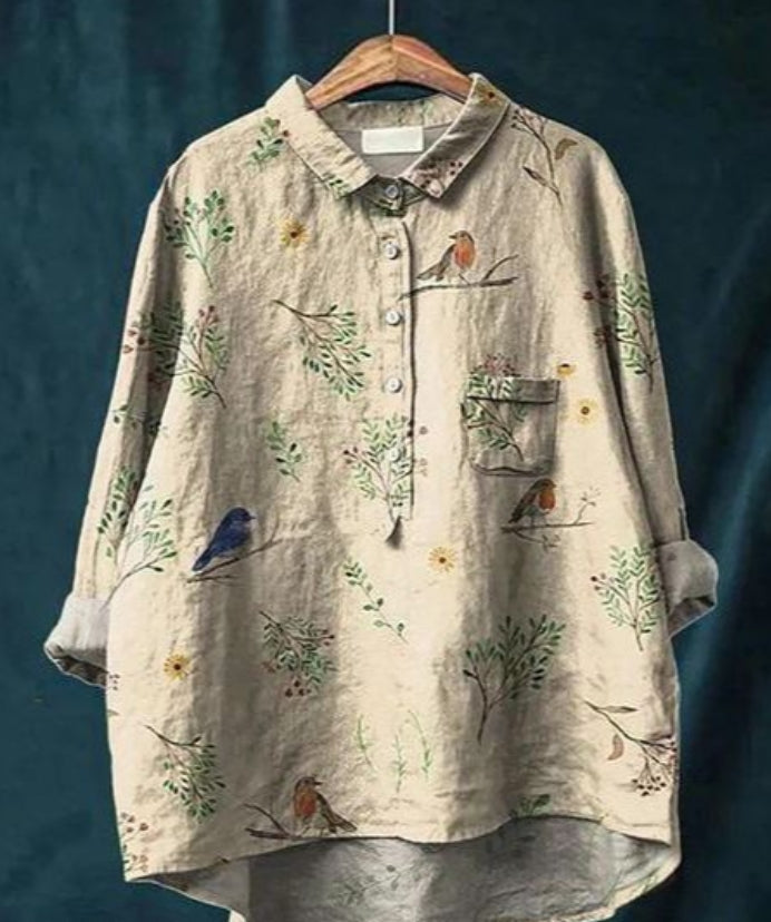 Women's Relaxed Fit Floral Blouse | Long Sleeve