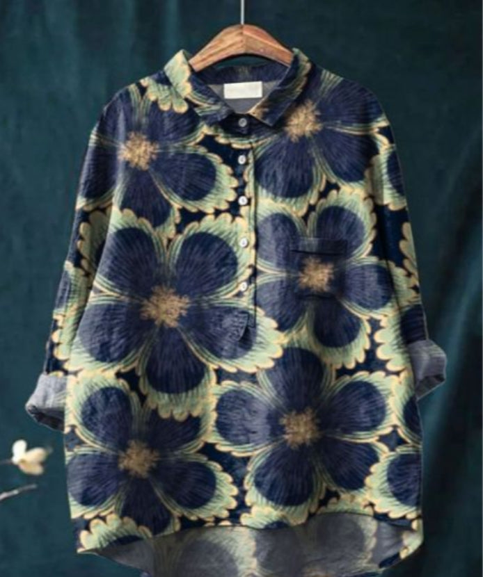 Women's Relaxed Fit Floral Blouse | Long Sleeve