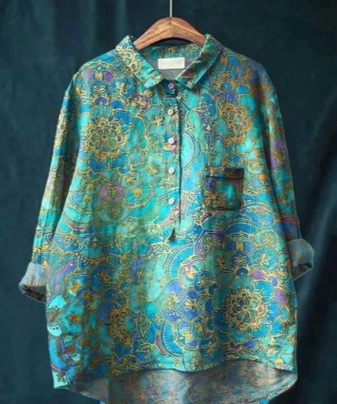 Women's Relaxed Fit Floral Blouse | Long Sleeve