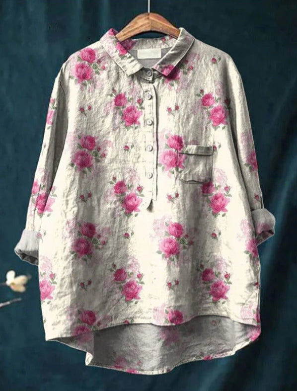 Women's Relaxed Fit Floral Blouse | Long Sleeve