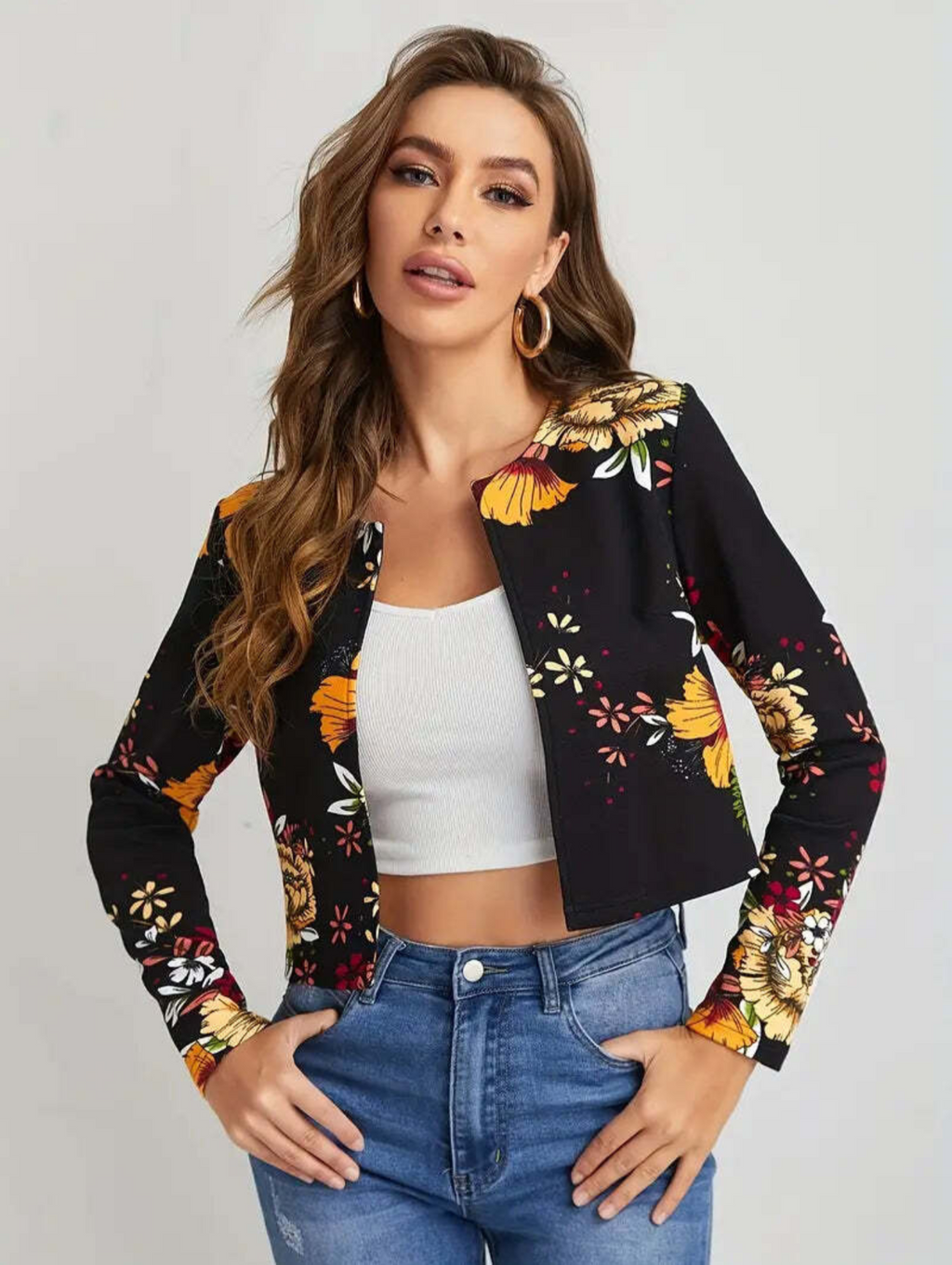 Women's Cropped Jacket | Floral