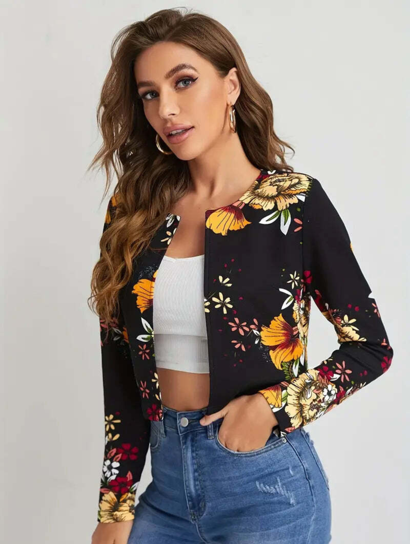 Women's Cropped Jacket | Floral