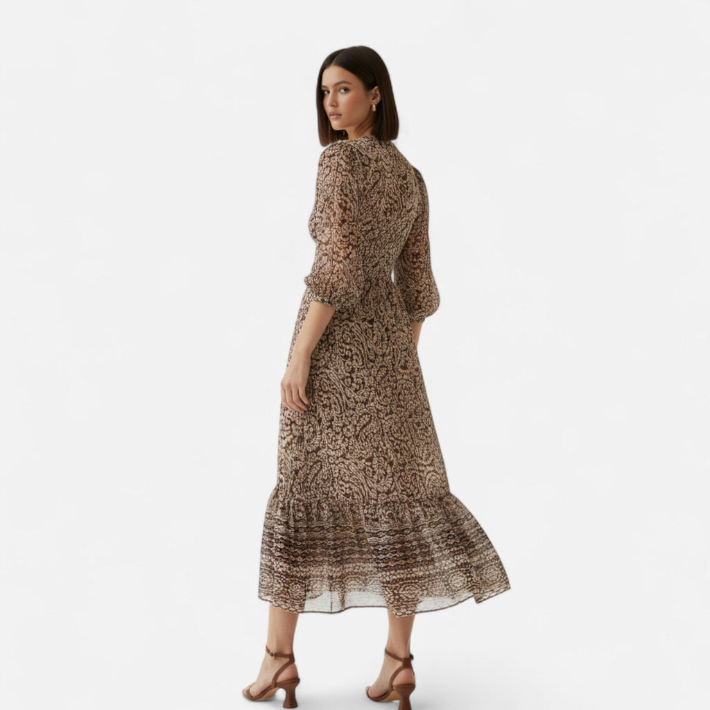 Women’s Printed V-Neck Dress | Midi