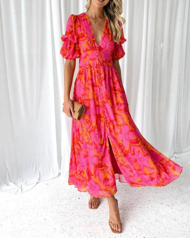 Women's Puff Sleeves Summer Dress | Maxi