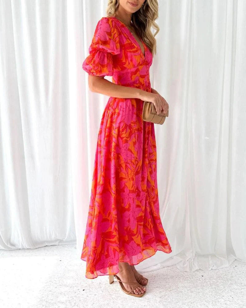 Women's Puff Sleeves Summer Dress | Maxi