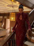 Women's Long Sleeve Evening Dress | Midi