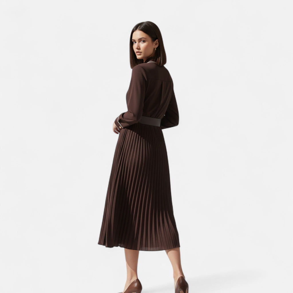 Women’s Pleated Shirt Dress | Midi