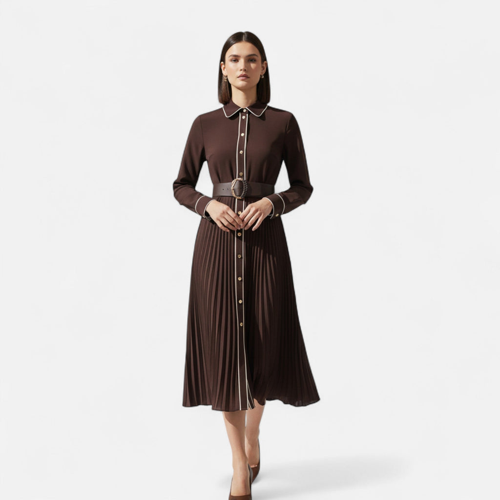 Women’s Pleated Shirt Dress | Midi