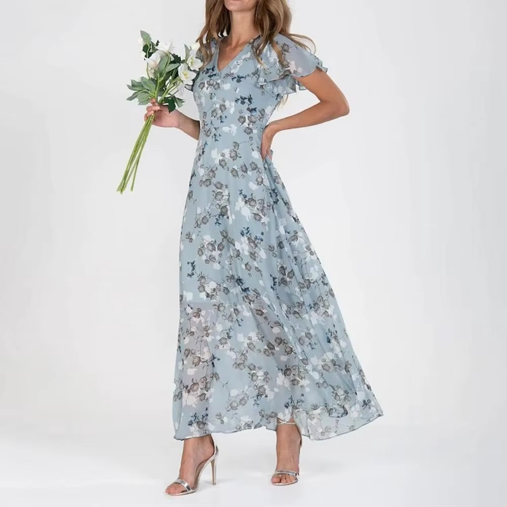 Women's Puff Floral Dress | Maxi