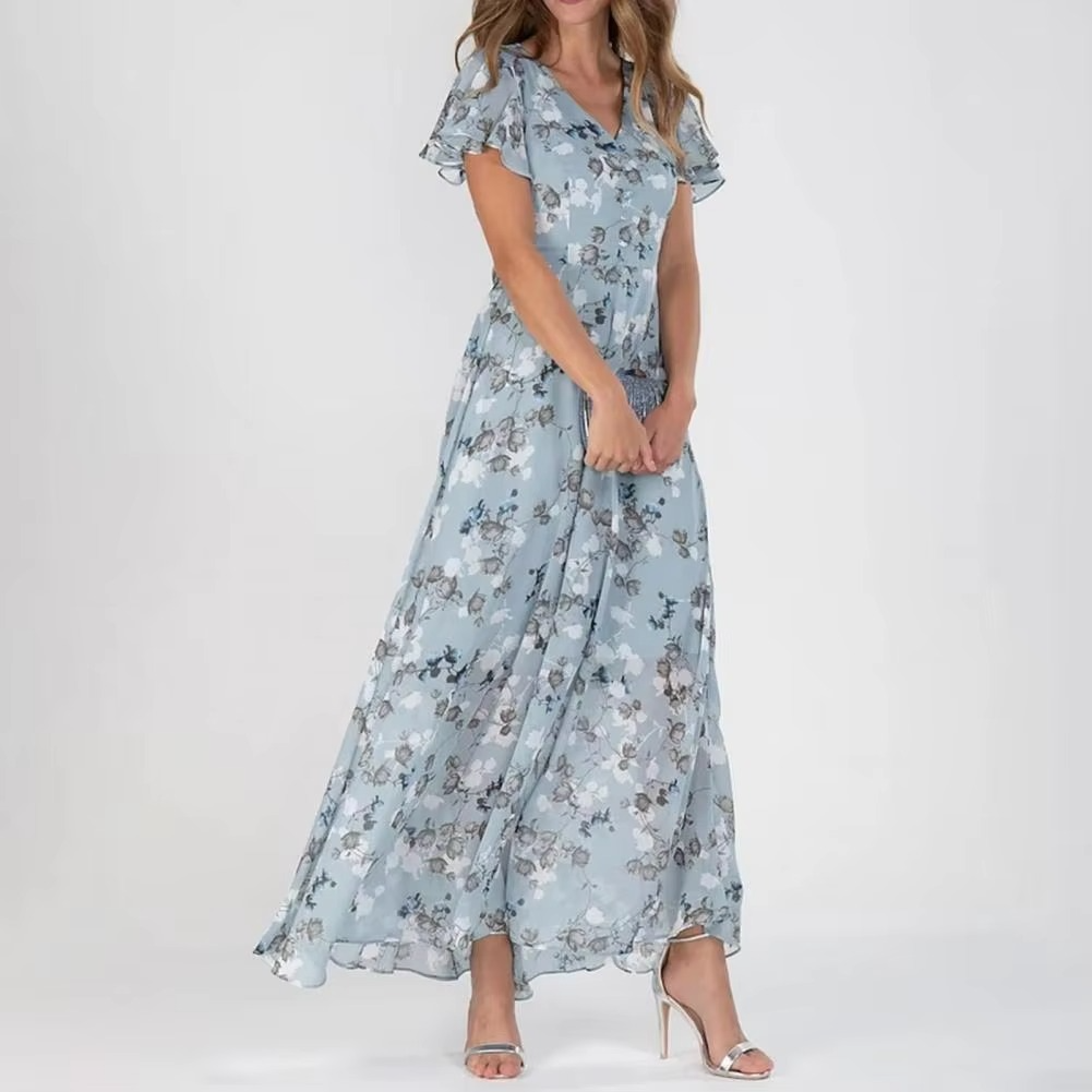 Women's Puff Floral Dress | Maxi