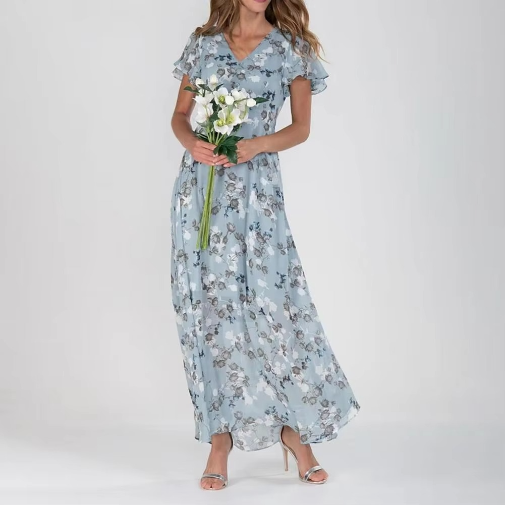Women's Puff Floral Dress | Maxi