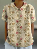 Women's Collar Floral Blouse | Short Sleeve