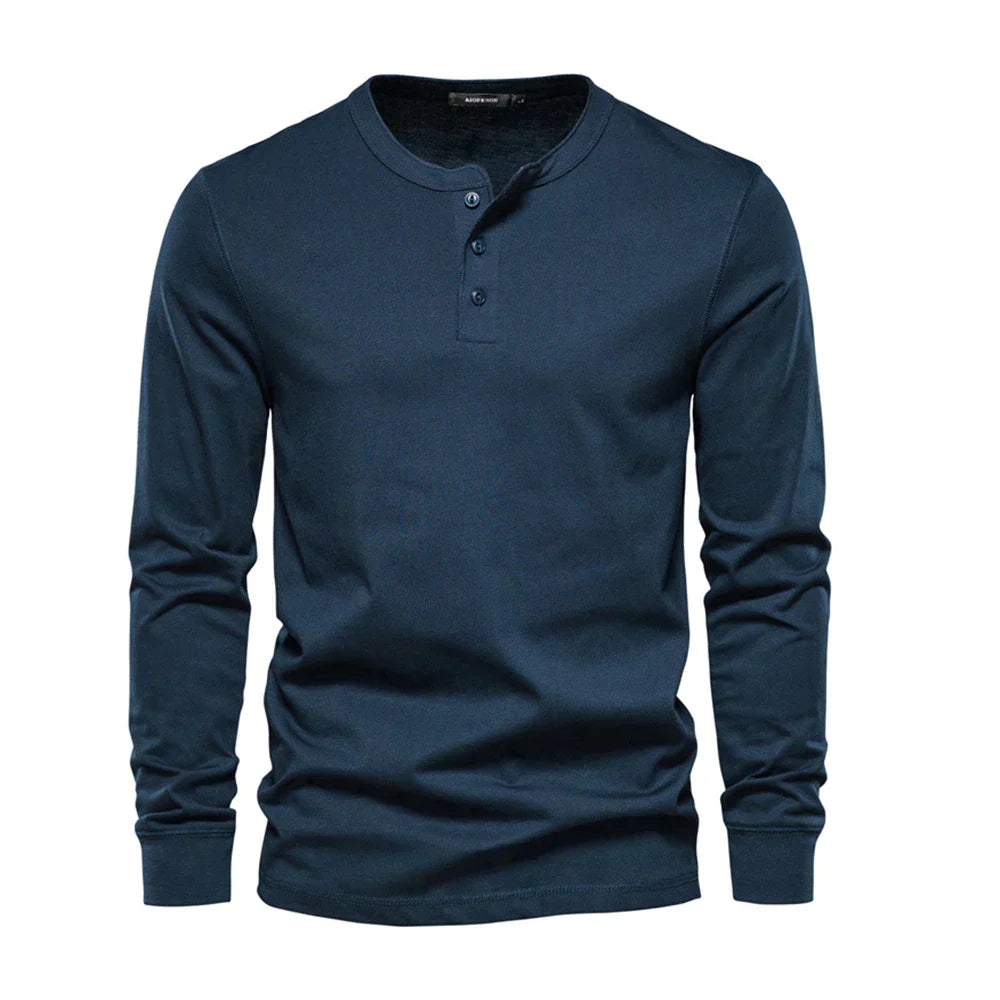 Men's Henley Shirt | Button Neck & Long Sleeves