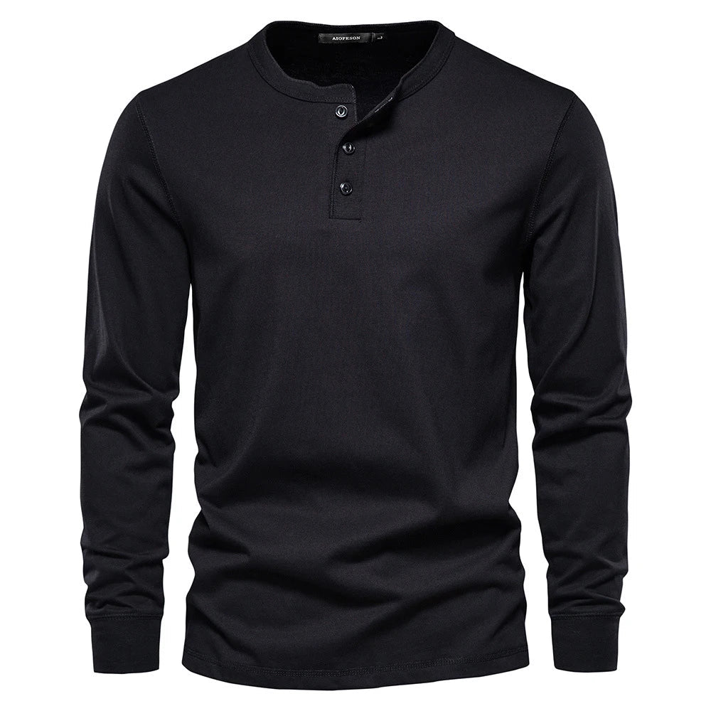 Men's Henley Shirt | Button Neck & Long Sleeves