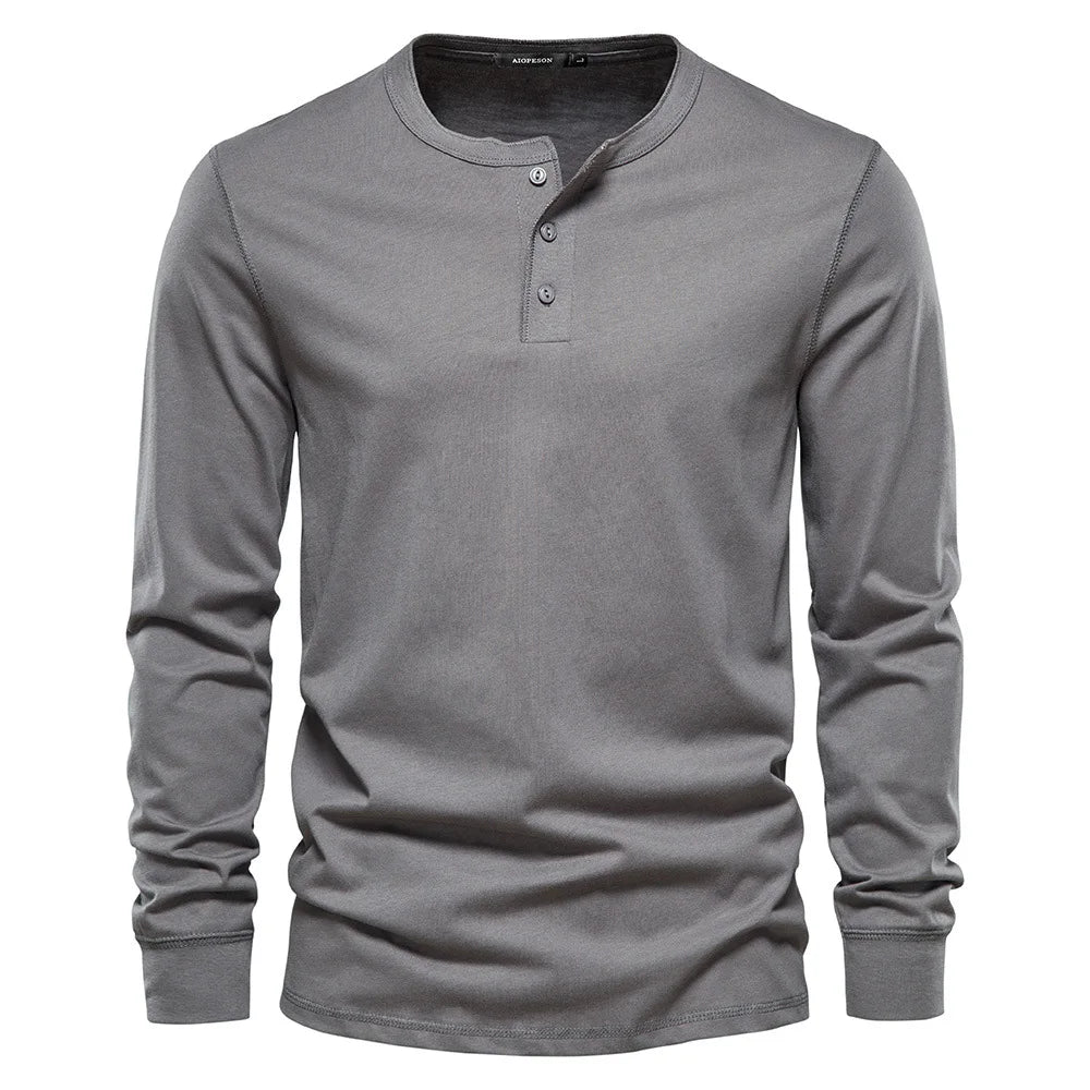 Men's Henley Shirt | Button Neck & Long Sleeves