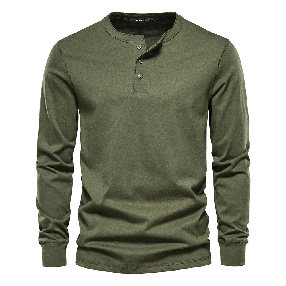 Men's Henley Shirt | Button Neck & Long Sleeves