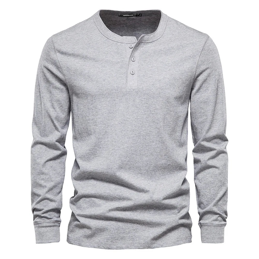 Men's Henley Shirt | Button Neck & Long Sleeves