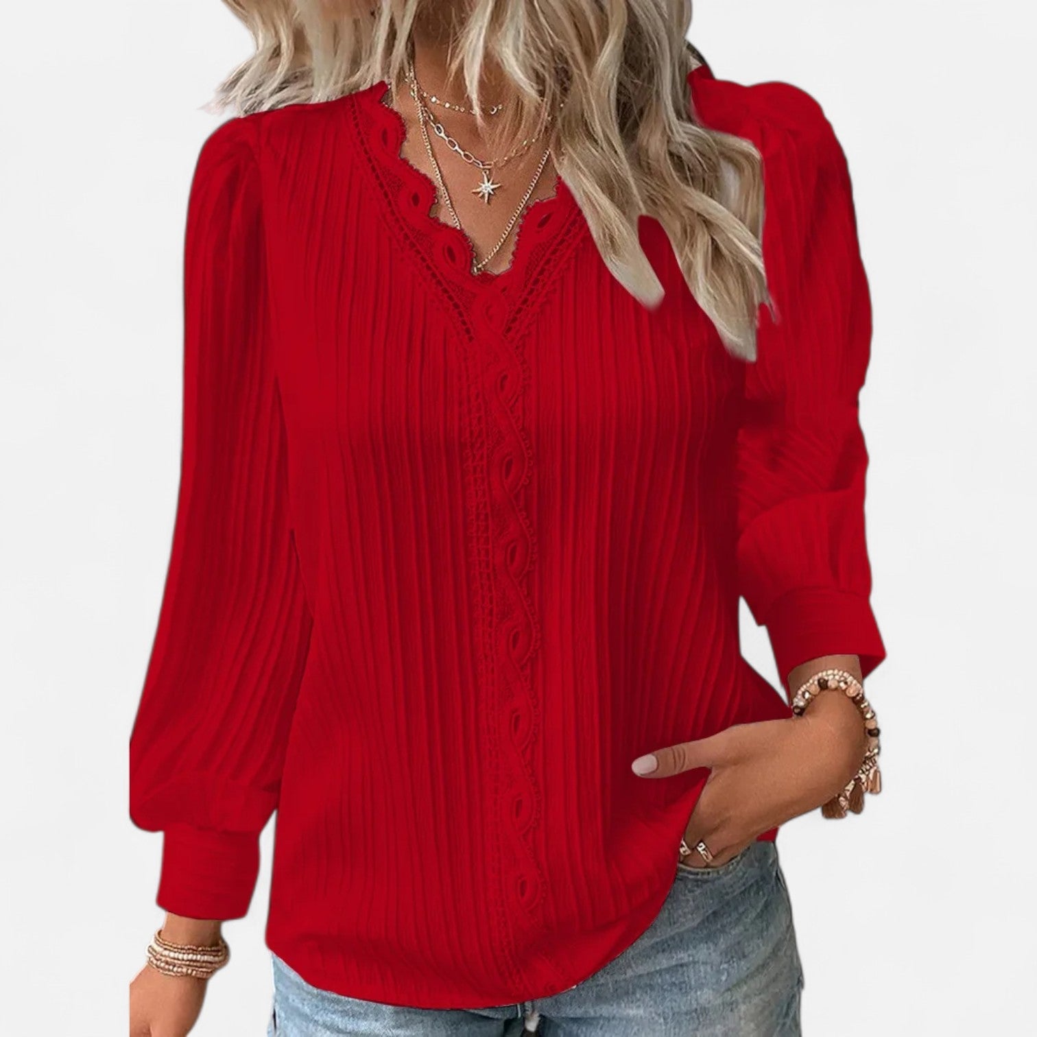 Women’s Plated Blouse | Puff Sleeves