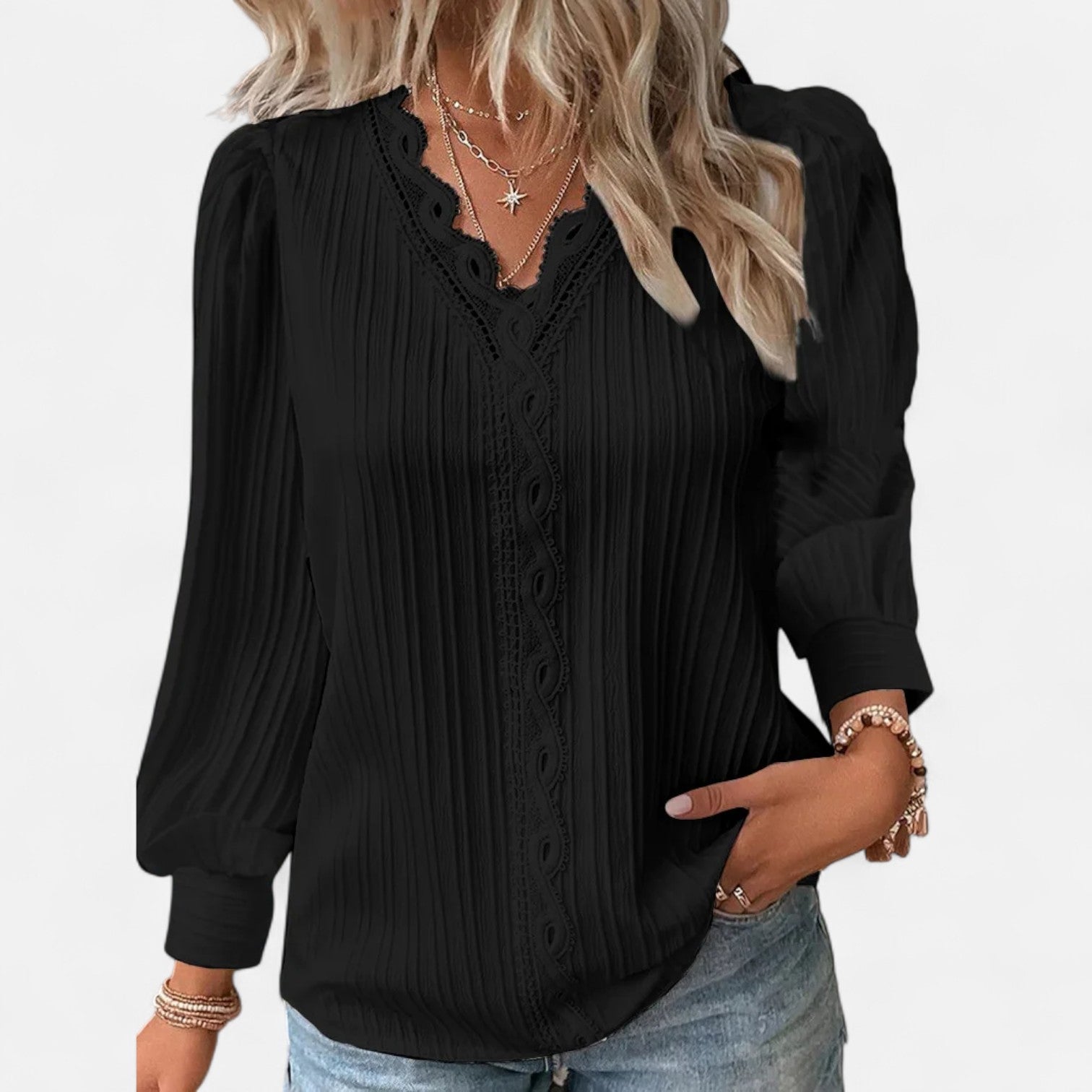 Women’s Plated Blouse | Puff Sleeves