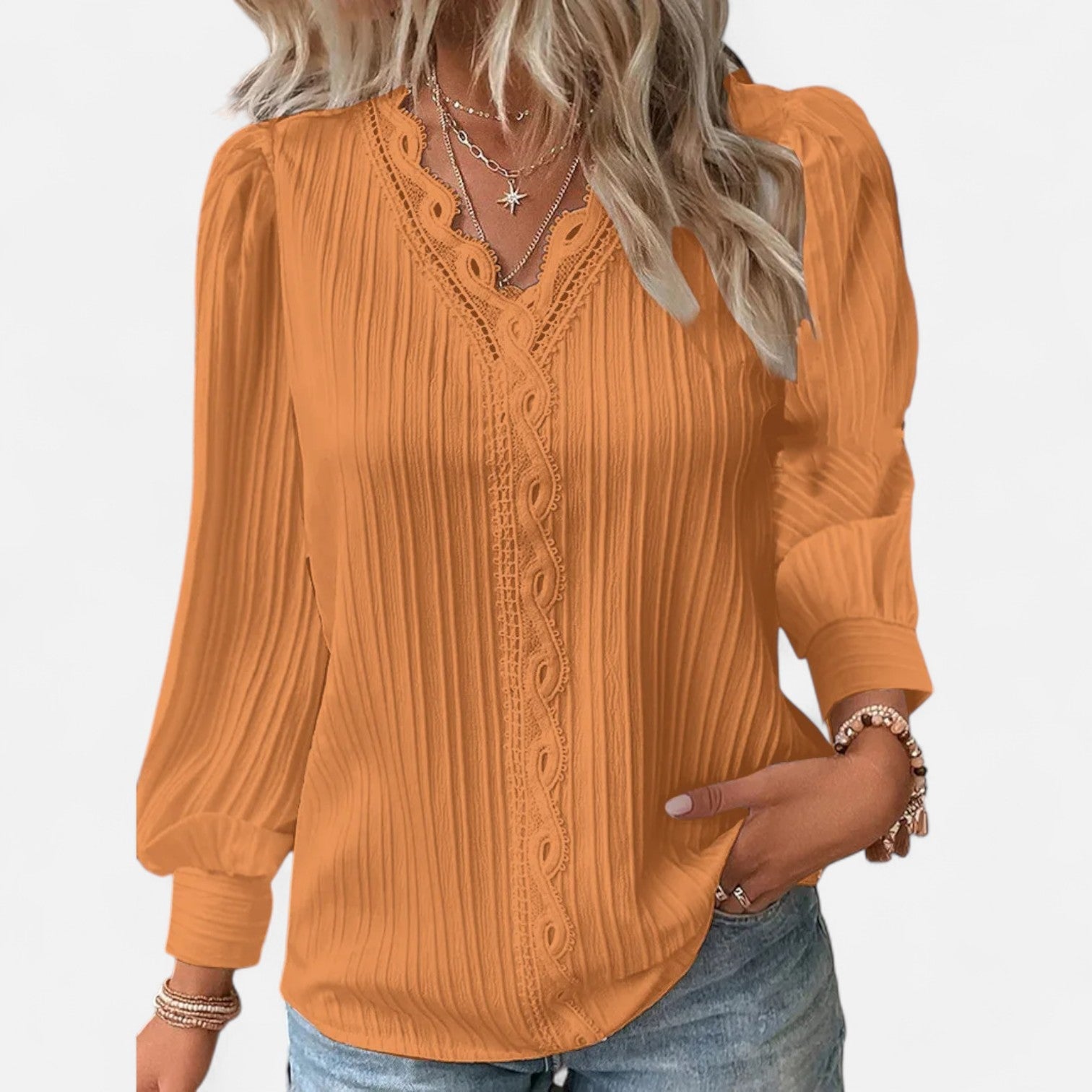 Women’s Plated Blouse | Puff Sleeves