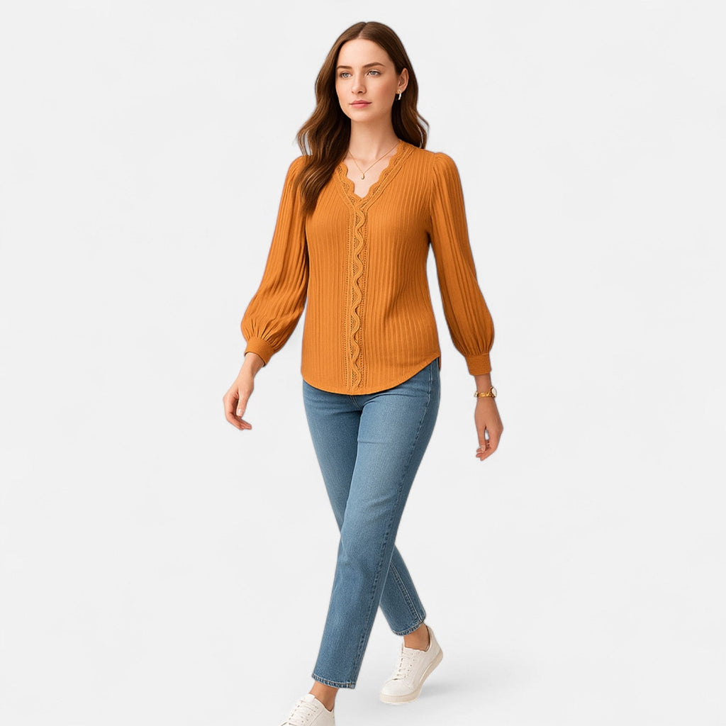 Women’s Plated Blouse | Puff Sleeves