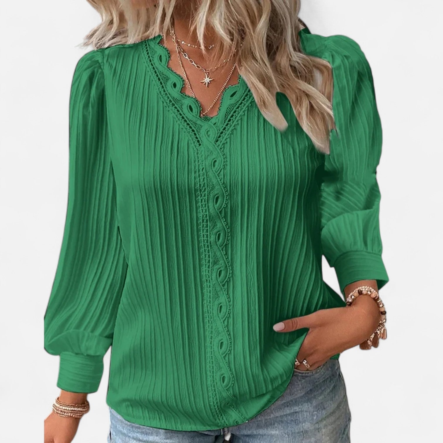 Women’s Plated Blouse | Puff Sleeves
