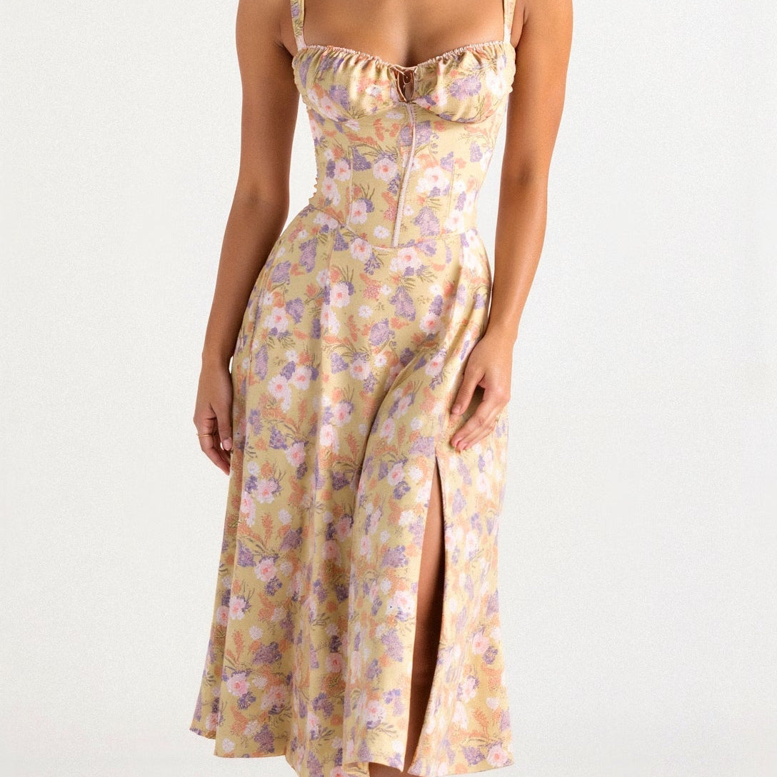 Women's Corset Floral Dress | Midi