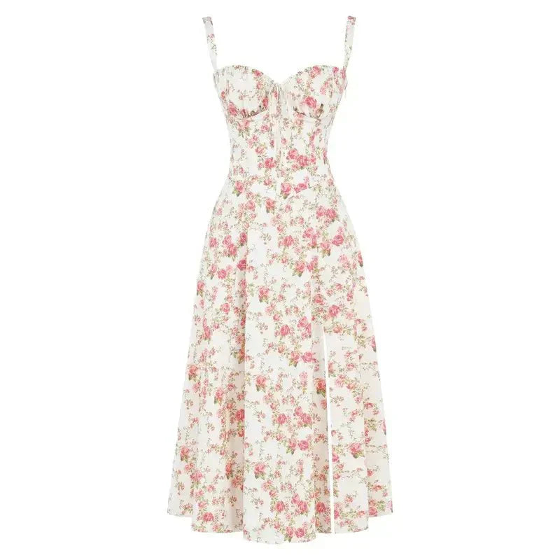 Women's Corset Floral Dress | Midi