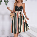Women's A-line Belted Summer Dress | Midi