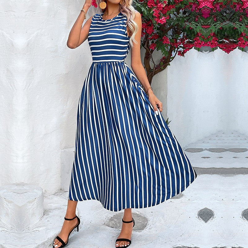 Women's A-Line Striped Summer Dress | Maxi