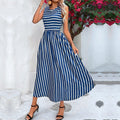 Women's A-Line Striped Summer Dress | Maxi