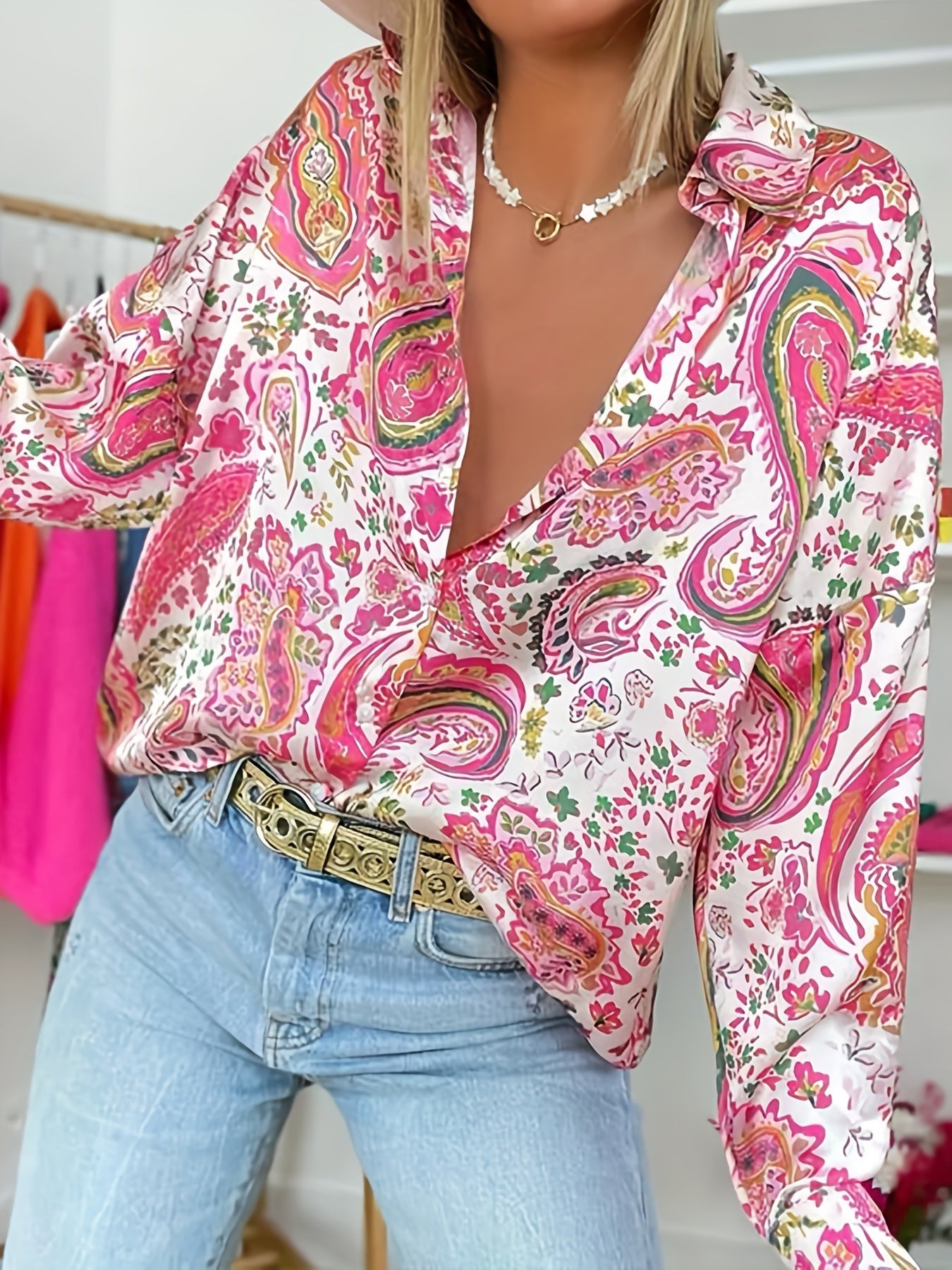 Women's Paisley Blouse Shirt | Button
