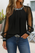 Women's Sheer Sleeve Blouse | Long Sleeve