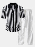 Men's Crochet Striped Shirt & Pants | Set