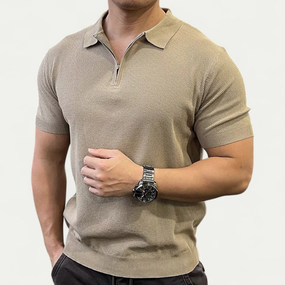 Men's Tight Fit Polo Shirt | Zip Collar