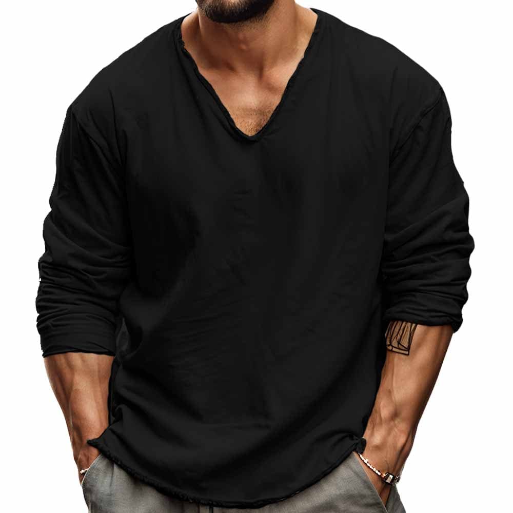 Men's V-Neck Tee Shirt | Long Sleeve