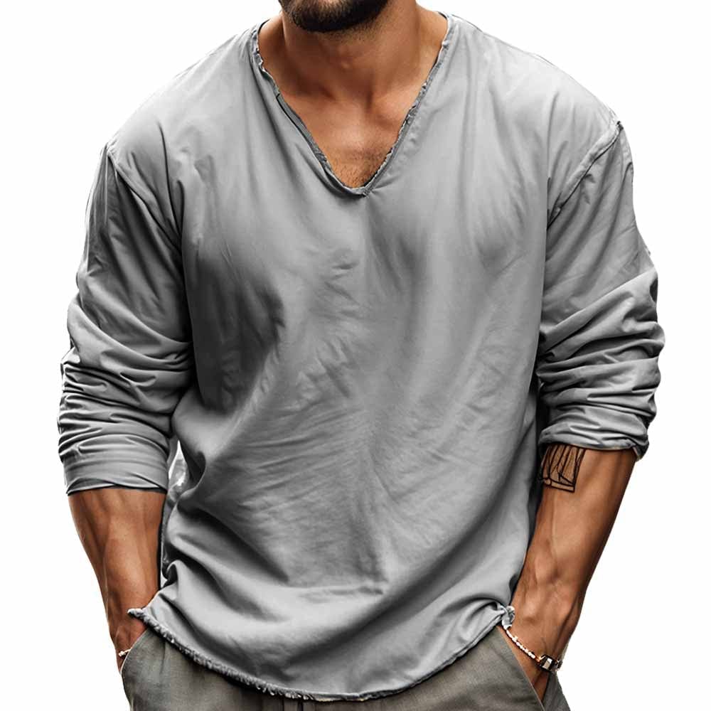 Men's V-Neck Tee Shirt | Long Sleeve
