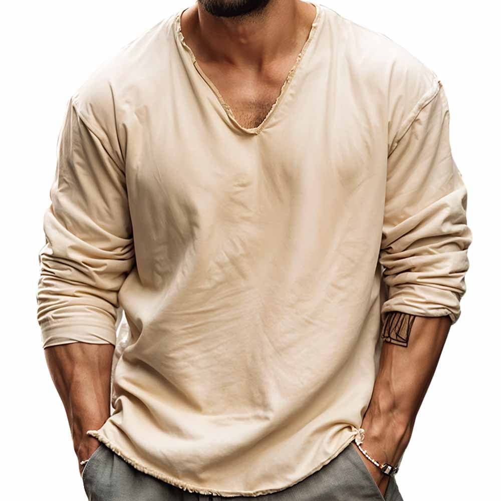 Men's V-Neck Tee Shirt | Long Sleeve