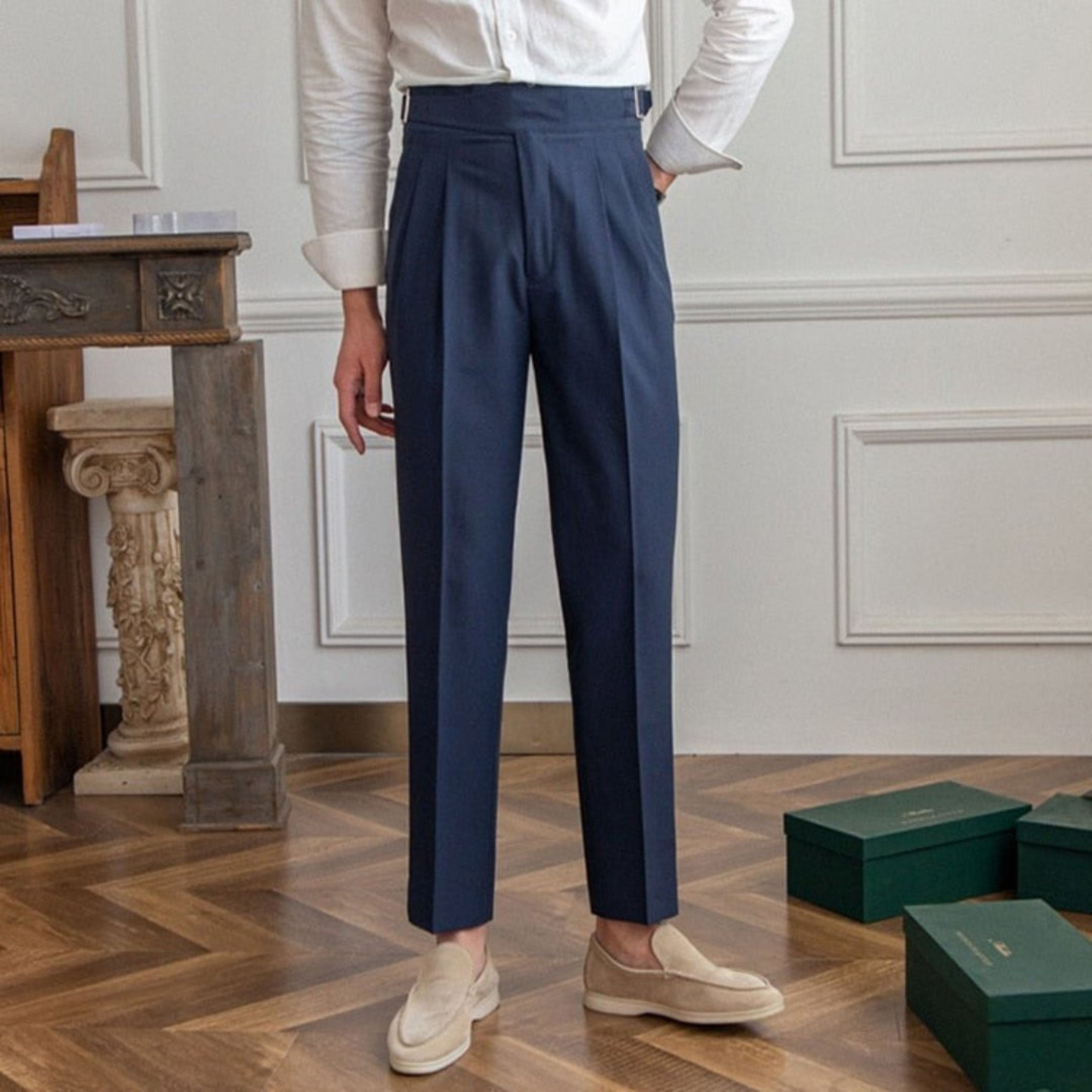 Men's Plated Suit Trousers | Formal