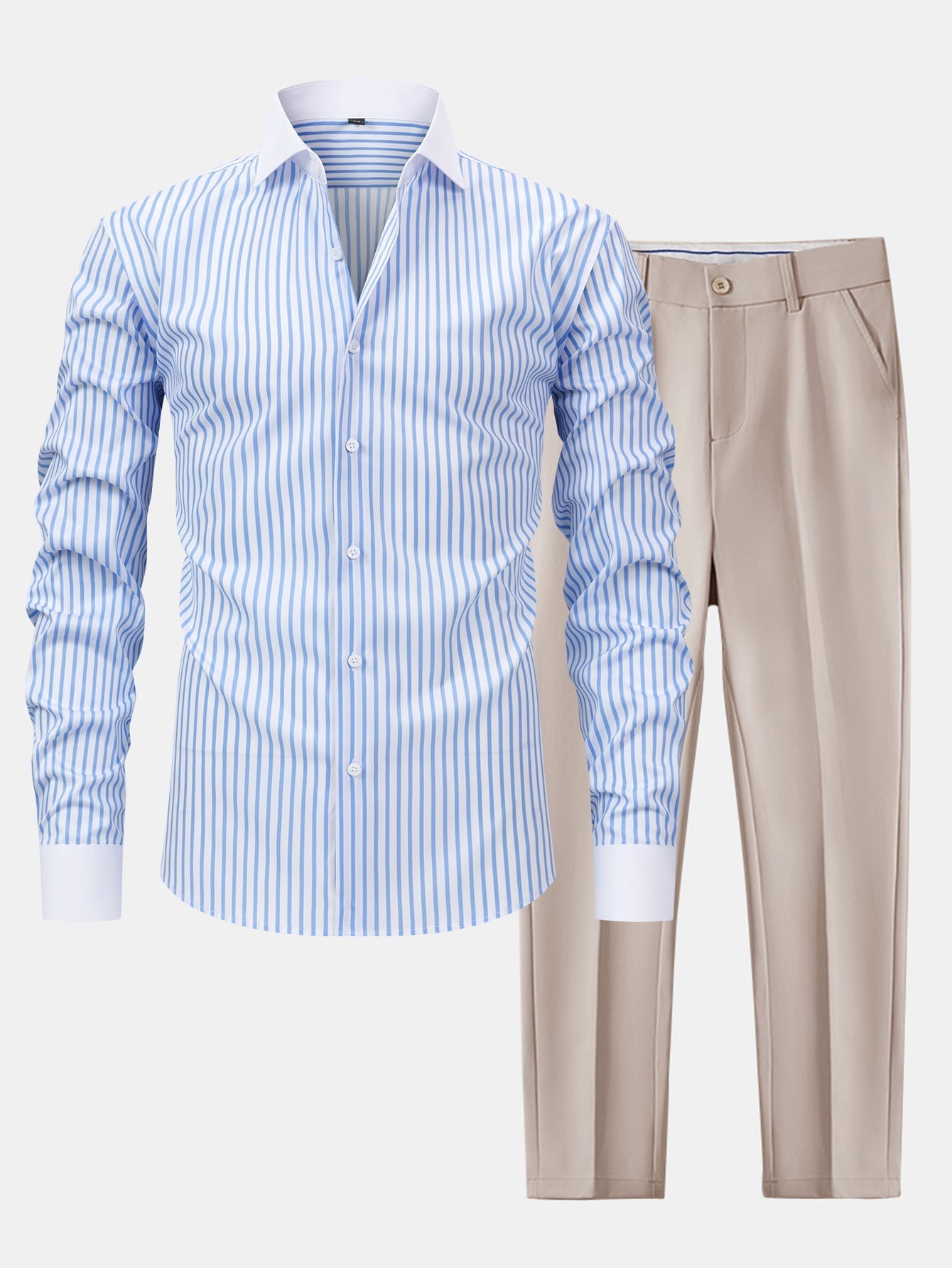 Men's Striped Shirt & Blend Trousers | Set