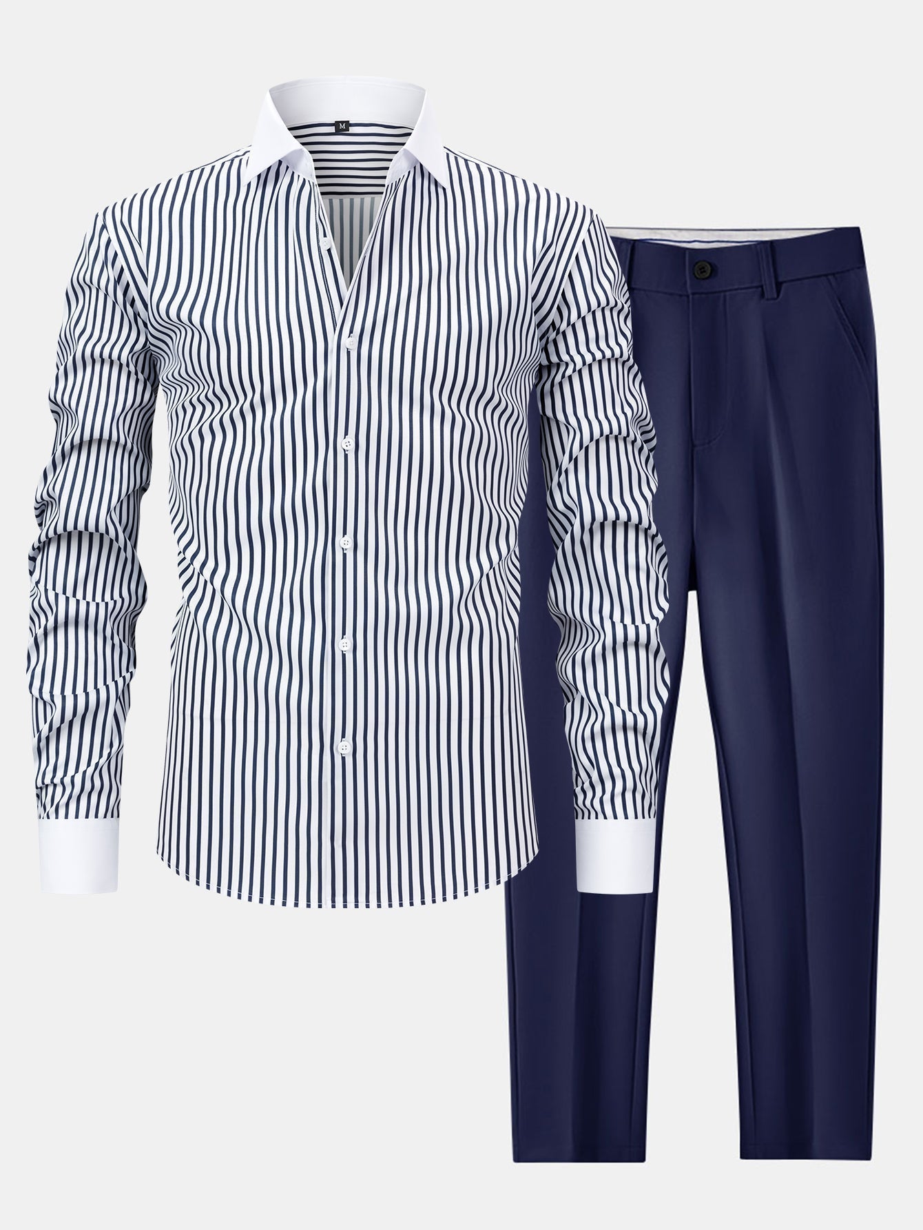 Men's Striped Shirt & Blend Trousers | Set