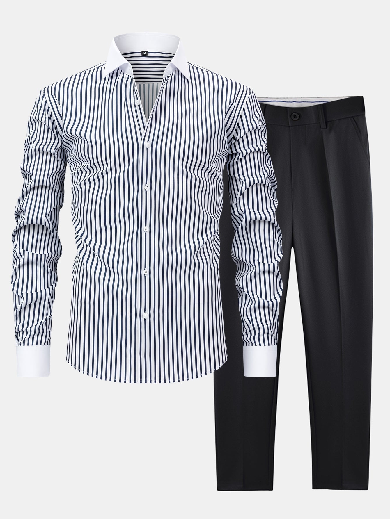 Men's Striped Shirt & Blend Trousers | Set